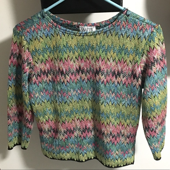 Vintage Snazzie,  Colourful Metallic Top, Medium, EUC - Picture 1 of 8